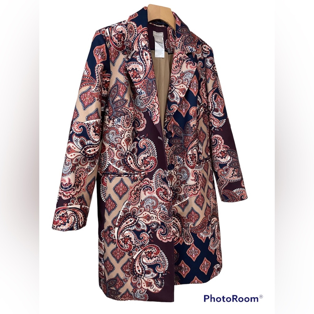 Chico’s Petite Patched-Print Coat 1P US Size 8/10P